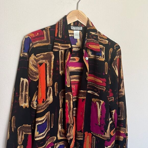 Notations Vintage Button Up Collared Shirt size large ~ Long Sleeve Dress Shirt - Picture 1 of 5